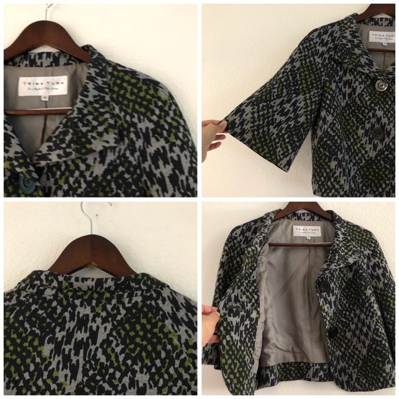 NEW Trina Turk Abstract Crop Funnel Neck Jacket - Picture 7 of 8